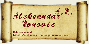 Aleksandar Monović vizit kartica